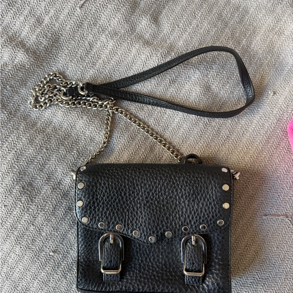 Rebecca Minkoff Black Leather Studded Shoulder Bag